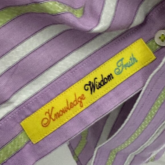 ROBERT GRAHAM Mens size Large Purple stripe dress shirt flip cuffs - Picture 12 of 13